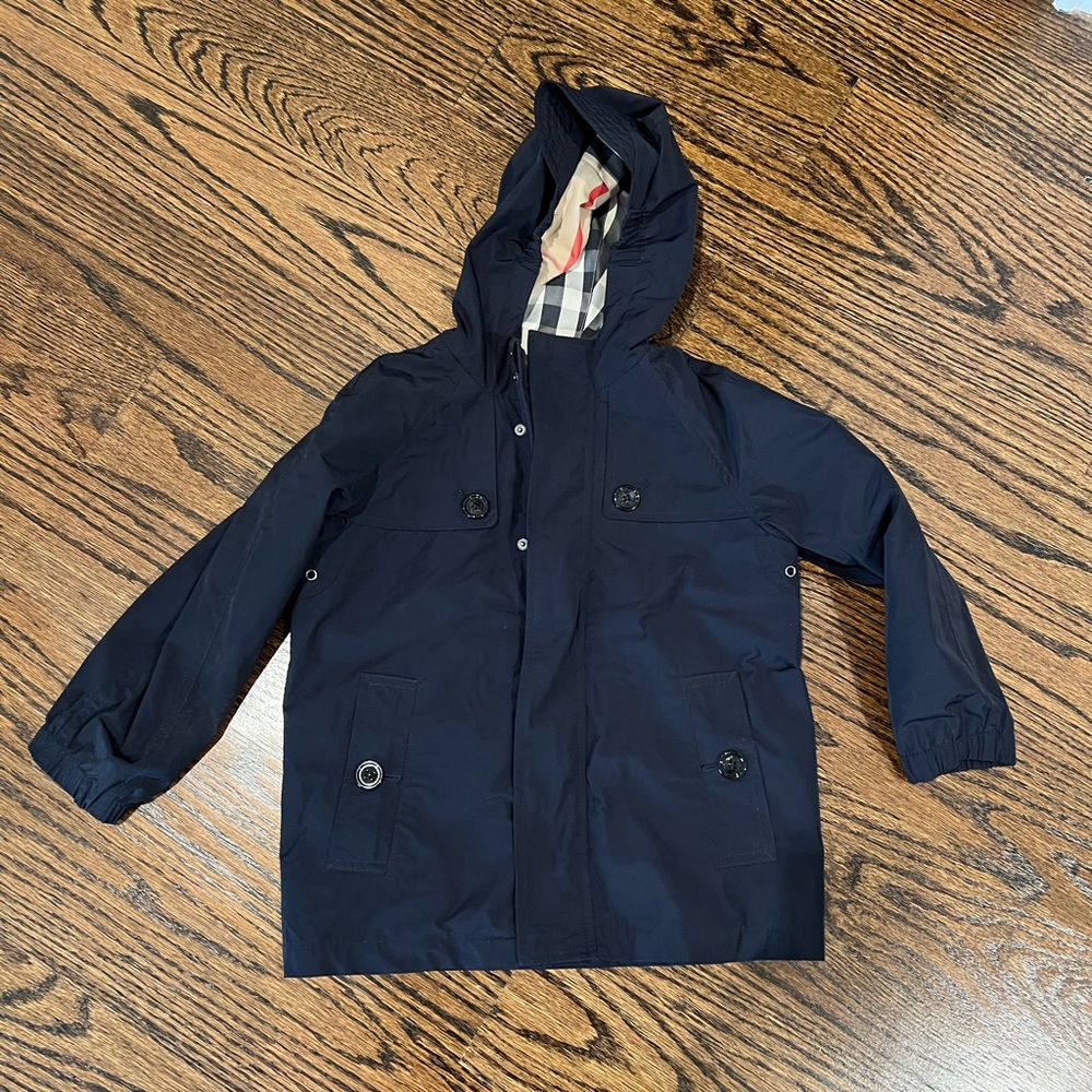 Burberry kids navy rain coat jacket